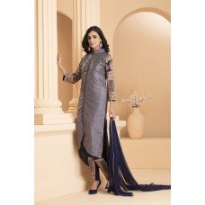 CTL-171 GREY DUPION SHIRT AND BLUE TROUSER READY MADE INDIAN STYLE SUIT